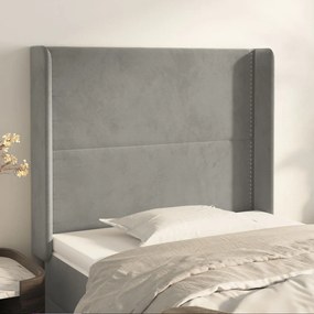 Testiera Ad Orecchio Grigio Chiaro 93x16x118/128 Cm İn Velluto /