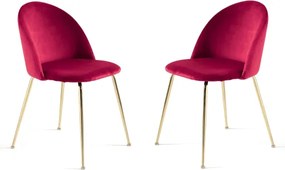 Sedia da pranzo in velluto Rosso e gambe metallo Oro - VENEZIA 2 sedie