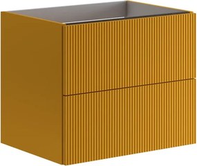 Cassettiera Opera 2 cassetti, cannettato laccato opaco senape L59,5 H50 P45,5 cm