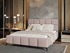 Letto matrimoniale con box contenitore California - 180 x 200 cm , Tessuto rosa chiaro