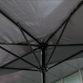 Mezzo Ombrellone da Giardino 230x130x249 cm in Metallo e Poliestere Grigio...