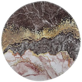 Tappeto rotondo lavabile in marrone-oro ø 80 cm - Vitaus