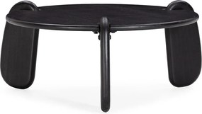 Tavolino da salotto rotondo nero in mango massiccio ø 80 cm Tamira – MOME