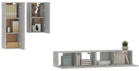 Set di mobili porta tv 4 pz grigio cemento in legno multistrato