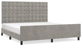 Giroletto con testiera grigio chiaro 160x200 cm in velluto