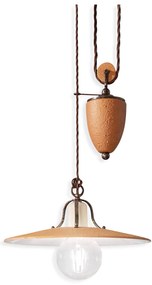 Saliscendi Classico Bologna Metallo E Ceramica Nero Sfumato Rame 1 Luce E27