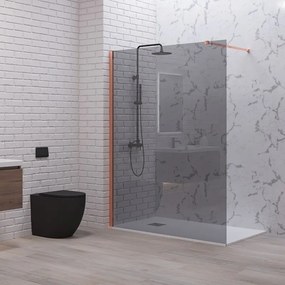 Parete doccia walkin 100 cm vetro fumé profilo oro rosa | KW1000FGR - KAMALU