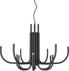 Lampada a sospensione NOUVEAU D78 cm a 12 luci LED in metallo verniciato NERO