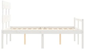 Letto per Anziani con Testiera Bianco 140x190 cm Legno Massello