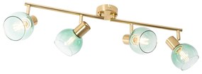 Faretto Art Déco oro con vetro verde 4 luci - VIDRO