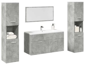 Set Mobili Da Bagno 4 Pz Grigio Cemento İn Legno Multistrato /