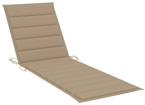 Lettino da giardino con cuscino beige legno pino impregnato