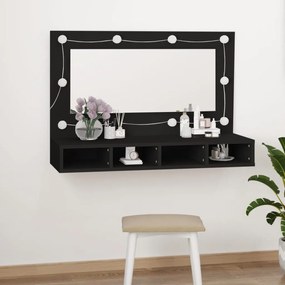 Mobile A Specchio Con Led Nero 90x31,5x62 Cm /