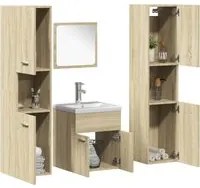 Set Mobili da Bagno 5 pz Rovere Sonoma in Legno Multistrato 3325010