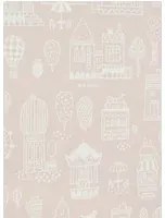 Majvillan Carta da parati Small Town - Dusty Pink/ Cream White