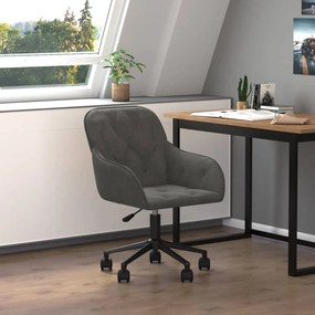 Sedia Da Ufficio Girevole İn Velluto Grigio Scuro /