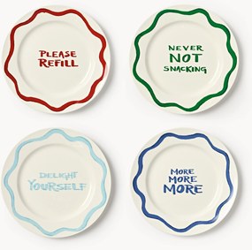 Set di 4 piatti da colazione in porcellana con motivo decorativo Tutti