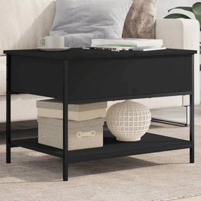 Tavolino Da Salotto Nero 70x50x50cm Legno Multistrato Metallo /
