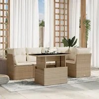 Set Divano da Giardino 6 pz con Cuscini Beige in Polyrattan 3266568