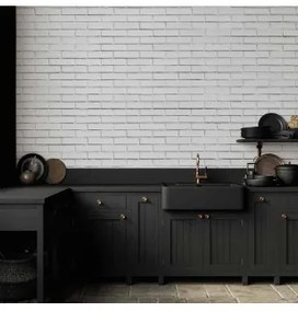 Carta da parati - Snow Brick - Pattern Imitating a Brick Wall in White Lavabile 250x175