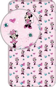 Lenzuolo con angoli per bambini rosa in cotone 90x200 cm Minnie "Flowers" – Jerry Fabrics