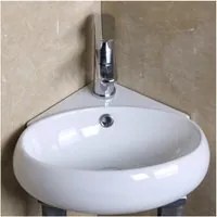 Lavabo yuri sospeso ad angolo in ceramica bianca