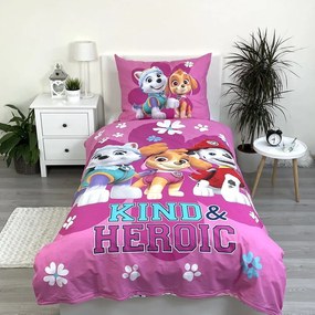 Set copripiumino e federa da bambini rosa in cotone per letto singolo 140x200 cm Paw Patrol "Heroic" – Jerry Fabrics