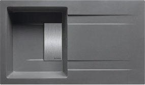 Lavello integrato 1 vasca in granito grigio PYRAMIS Kartesio L 50 x L 86 cm, reversibile