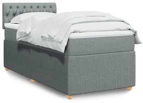 Giroletto A Molle Con Materasso Grigio Chiaro 90x190 Cm Tessuto /