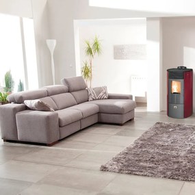 Stufa a pellet canalizzata Theresia 9 kW bordeaux