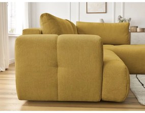 Divano angolare color senape allungabile e con contenitore (penisola a destra/a L) con rivestimento in ciniglia Fuji – Bobochic Paris