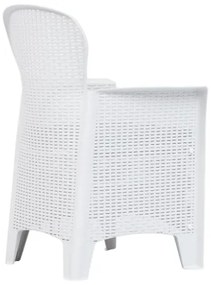 Set Pranzo da Giardino 5 pz in Plastica Stile Rattan Bianco