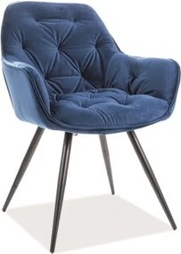 Sedia in velluto Cherry blu navy/nero Blu86