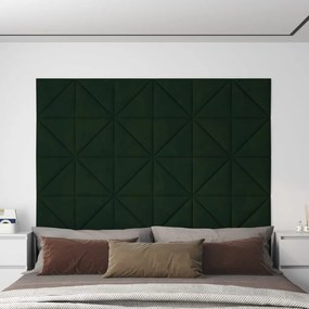Pannelli Murali 12 Pz Verde Scuro 30x30 Cm İn Velluto 0,54 M² /