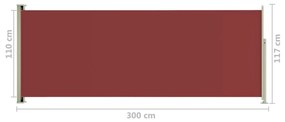 Tenda Laterale Retrattile per Patio 117x300 cm Rossa