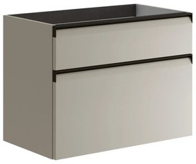 Mobile da bagno sotto lavabo Fusion beige opaco L 79.5 x H 60 x P 45.5 cm 2 cassetti, lavabo non incluso