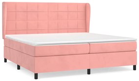 Giroletto a molle con materasso rosa 200x200 cm in velluto