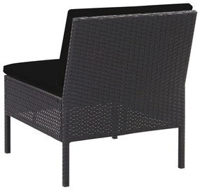 Set Divani da Giardino 6 pz con Cuscini in Polyrattan Nero