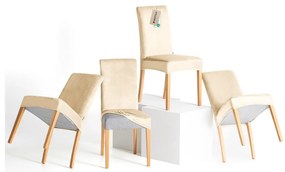 Set di coprisedia beige con rivestimento elastico per sedie 4 pz 48 cm Sento – Restilo