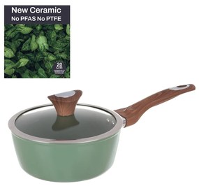 Casseruola un manico 20 cm con coperchio verde New Ceramic