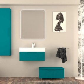 Mobile da bagno sotto lavabo Modula blu petrolio laccato opaco L 70 x H 25 x P 44 cm 1 cassetto, lavabo non incluso