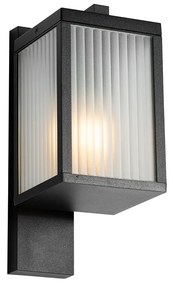 Lanterna da parete per esterni nera con vetro rigato IP44 - Charlois