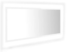 Specchio da bagno led bianco lucido 100x8,5x37 cm in acrilico