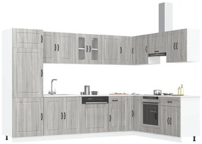 Armadio da cucina  &#039;kalmar&#039; con doppi lavelli grigio in legno ingegnerizzato