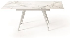 Tavolo con piano effetto Marmo Bianco base metallo allungabile fino a 180 cm ORESTE