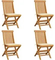 Sedie da Giardino con Cuscini Crema 4 pz Massello di Teak cod mxl 45296