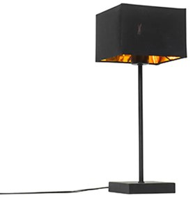 Lampada da tavolo moderna con paralume in tessuto nero con oro - VT 1