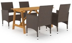 Set Mobili da Pranzo per Giardino 5 pz Marrone