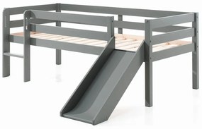 Letto rialzato grigio per bambini con scivolo , 90 x 200 cm Pino - Vipack