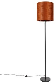 Lampada da terra con paralume in velluto nero arancio 40 cm - Simplo